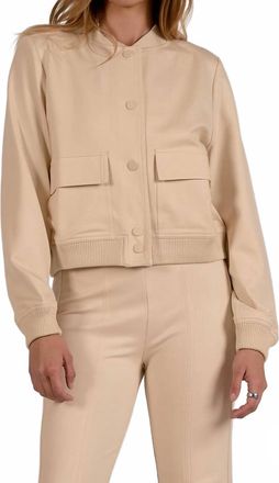 Elan Bomber Knit Jacket In Stone