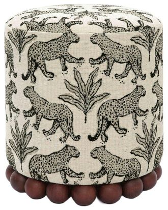 TOV Furniture Tov Furniture Dex Leopard Jacquard Ottoman
