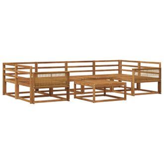 vidaXL Conjunto De Sof&aacute;s De Exterior 7 Pcs Natural Vidaxl