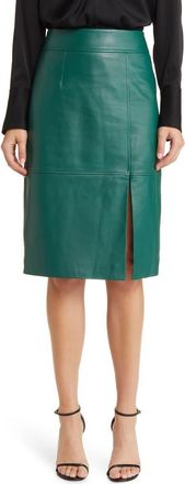 BOSS Setora Leather Pencil Skirt in Open Grn at Nordstrom Rack, Size 0