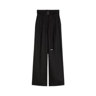 Max Mara Wide Leg Broeken - Dames - Wijde Broeken - Zwart - M - Leer - Broeken