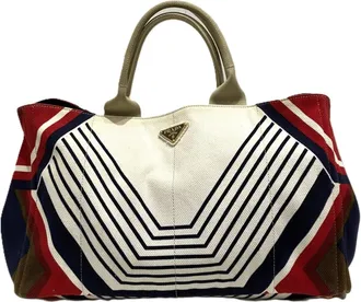 Prada Canapa Multi-Color Canvas Tote Bag (Pre-Owned)