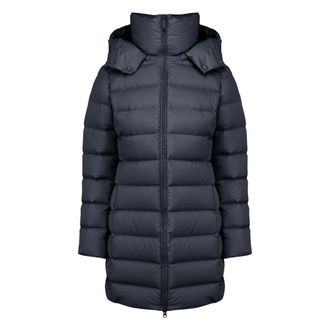 Bomboogie Slim fit hooded puffer jacket - Dames - Mantels - Blauw - Maat: L Leer