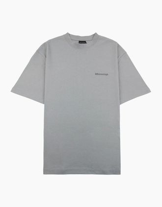 Balenciaga Mens Balenciaga Bb Embroidered Chest Logo T-shirt Grey - Size: 40