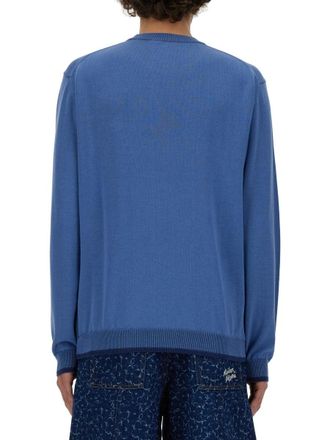 Maison Kitsun&eacute; Fox Head Embroidered Cotton Sweater - Azure
