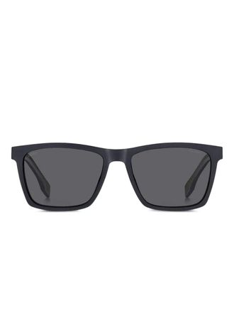BOSS Clip-on zonnebril met rechthoekig montuur - Blauw