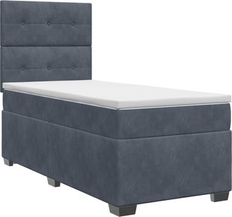 vidaXL Cama Box Spring Con Colch&oacute;n Gris Oscuro Individual Terciopelo Vidaxl