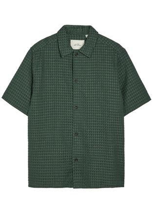 Les Deux Checked Seersucker Shirt - Green - XL