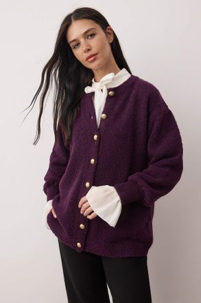 Trendyol Modest Paars Effen Lang Oversized Modest Vesten