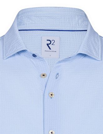 R2 Lichtblauw korte mouw overhemd R2 Amsterdam Modern Fit