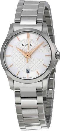 Gucci G-Timeless Silver Dial Stainless Steel Ladies Watch YA126523