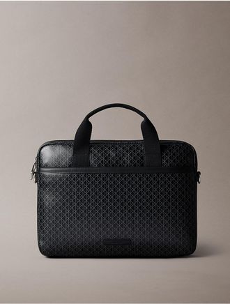 Calvin Klein Mens Coated Emblem Logo Commuter Bag - Black