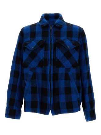 Junya Watanabe Shirtjack met tartan ruit en rits - Blauw