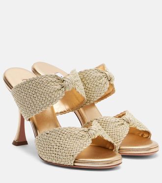 Aquazzura Smile raffia-effect mules