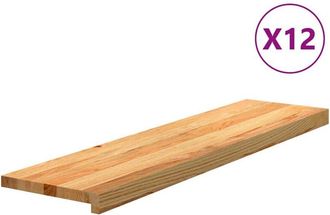 vidaXL Pelda&ntilde;os De Escalera 12 Uds Madera Maciza Roble Marr&oacute;n Claro Vidaxl