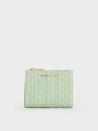 Charles & Keith Apolline Textured Top-Zip Wallet