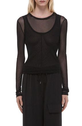 Helmut Lang Layered Mesh Long Sleeve T-Shirt in Black at Nordstrom, Size Xx-Small