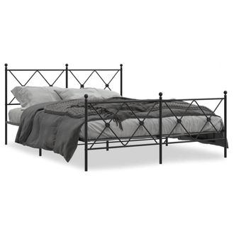 Berkfield Home Metal Bed Frame without Mattress with Footboard Black 150x200cm | Size: 150x200 cm