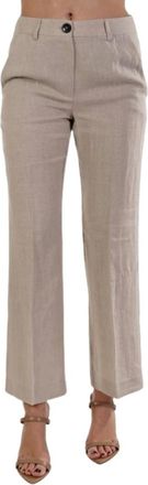 Marella Dames, Broeken, Beige, Maat: S Leer