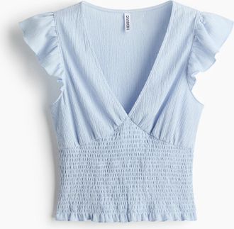 H&M Jerseytop mit Struktur - Hellblau