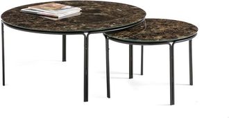 La Redoute Interieurs Set van 2 ronde salontafels met marmer effect, Chici