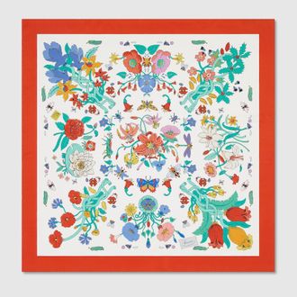 Gucci 90 X 90 Project Printed Silk Carré, Red, Silk