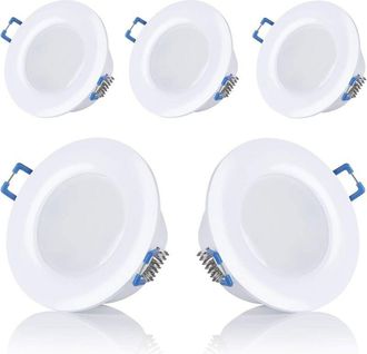 Elle Juego De 5 Focos Led Empotrables Para Ba&ntilde;os, Ip44, 230v, Ultrafinos, 5w, Disponibles En Blanco C&aacute;lido Y Blanco Fr&iacute;o, Redondos, Blancos, Para Ba&ntilde;os, Di