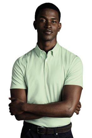 CHARLES TYRWHITT Plain Short Sleeve Jersey Polo in Light Green at Nordstrom, Size Xx-Large