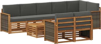 vidaXL Conjunto De Sof&aacute;s De Exterior 8 Uds. Natural Y Antracita Vidaxl