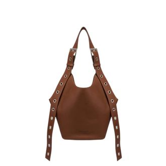 Dondup Shoulder Bags, female, Brown, Size: ONE SIZE Small Hobo in Pelle Cuoio 715
