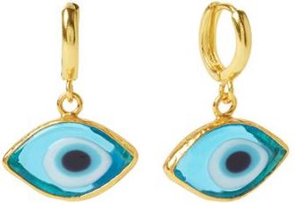 Ottoman Hands Bronte Glass Evil Eye Huggie Earrings in Gold at Nordstrom
