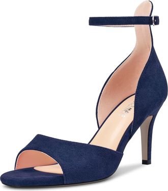 Castamere Women Stiletto High Heel Peep Open Toe Ankle Strap Sandals Wedding Party 6.5 CM Heels Navy Blue 6.5 UK