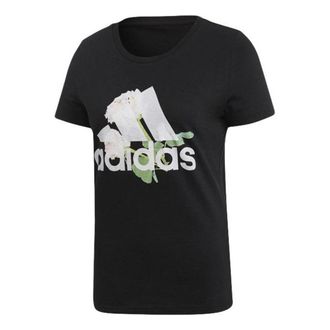 adidas (WMNS) adidas Must Haves Flower T-Shirt Asia Sizing Black White ED6160
