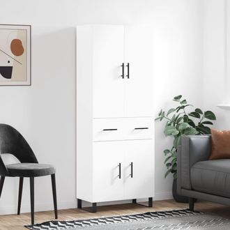 vidaXL Vidaxl - Aparador Alto Madera Contrachapada Blanco 69,5x34x180 Cm