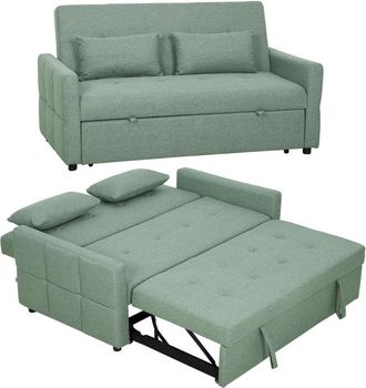 HOMCOM 2 Seater Sofa Bed, Convertible Pull Out Bed Settee, Light Green