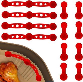 OEM 4 Piezas, Hebillas Magn&eacute;ticas Silicona Freidora Imanes Sujetar Bandejas Papel Horno, Sujetar Bandejas Papel Horno Freidora Reutilizables, Rojo