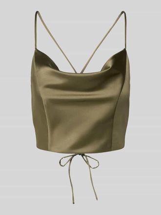 Jake*s Cropped Cocktailshirt mit r&uuml;ckseitiger Schn&uuml;rung in Oliv, Gr&ouml;&szlig;e 38