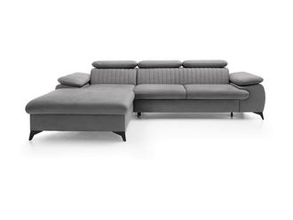 VENTE-UNIQUE.COM Sof&aacute; rinconera terciopelo gris claro