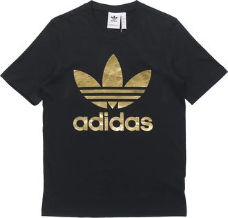 adidas originals Trefoil Holo T Casual Sports Round Neck Short Sleeve Black GM3268
