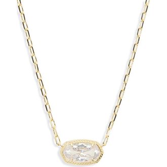 Kendra Scott Elisa Luxe Short Pendant Necklace in Gold White Cubic Zirconia at Nordstrom