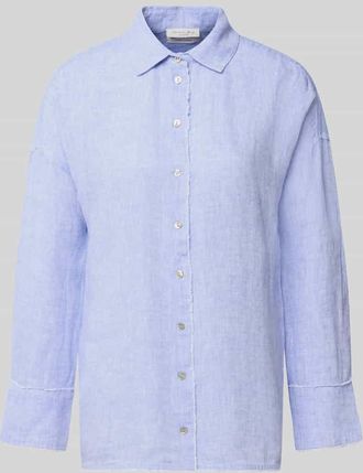 Christian Berg Regular Fit Hemdbluse aus reinen Leinen in Blau Melange, Gr&ouml;&szlig;e 34