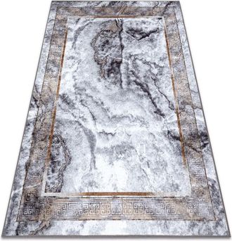 RugsX Rugsx - Alfombra Lavable Miro 51278.812 M&aacute;rmol, Griego Antideslizante - Gris / Oro Grey 140x190 Cm