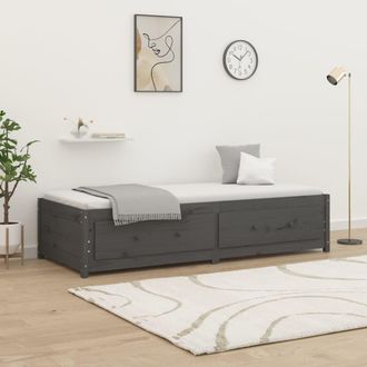 vidaXL Sof&aacute; Cama Madera Maciza De Pino Gris 90x200 Cm Vidaxl