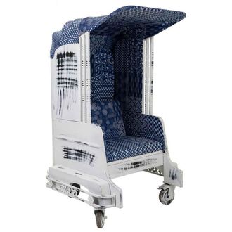 Wanderlust Deco Wanderlust Deco - Sill&oacute;n Tuk Tuk De Metal Blanco Y Tapizado Azul 90x90x160