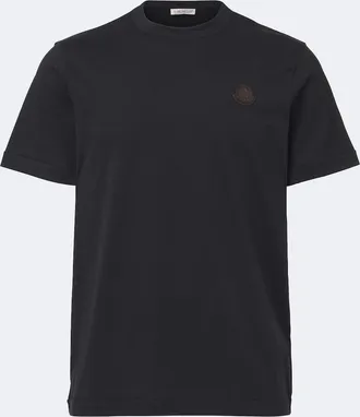 Moncler Leather-trimmed cotton jersey T-shirt