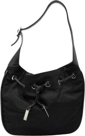 Gucci Pre-owned Bucket Bags, female, Black, Size: ONE SIZE Pre-owned Nylon Leather Shoulder Bag