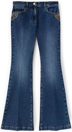 Motivi Flare Jeans met Juweeldetail - Dames - Flared Jeans - Blauw - 2XS - Katoen - Jeans
