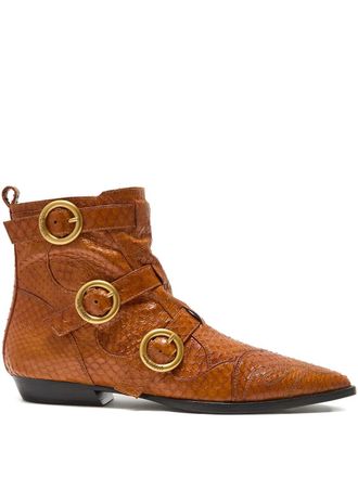 Maliparmi buckle-detail snakeskin boots - Brown