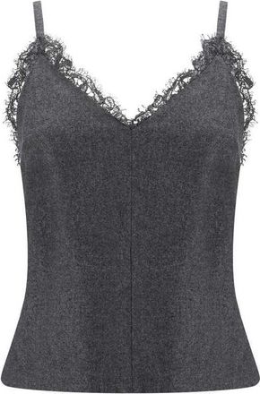 Brunello Cucinelli Dark Grey Camisole With Lace Trim, Size X-Small