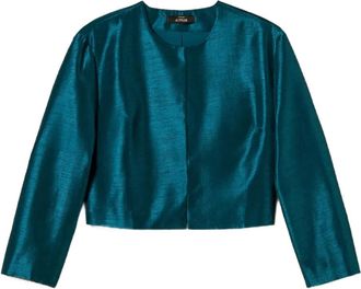 Twin-Set crop-hem longsleeve jacket - Blue